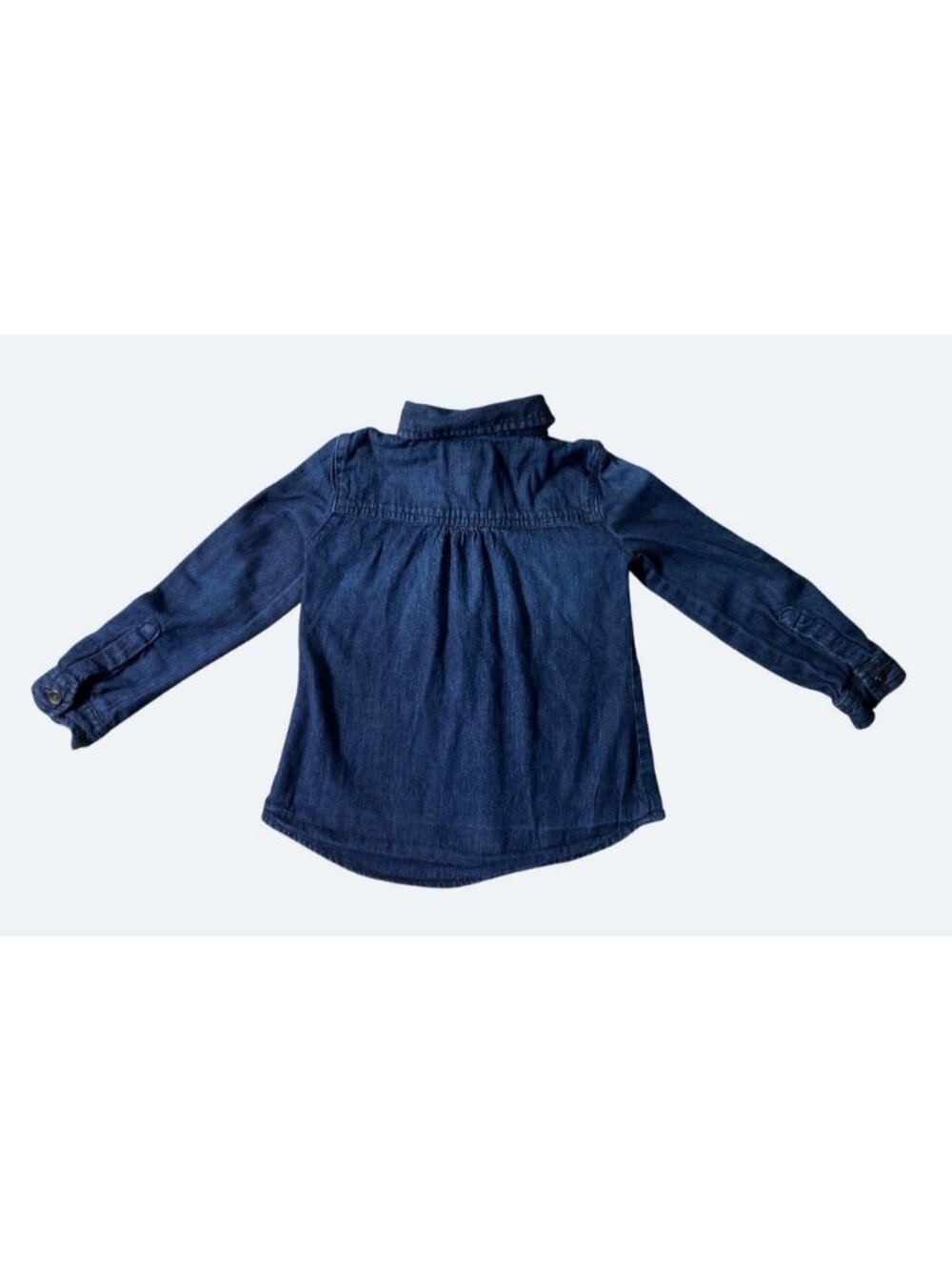 Denim Button Up Shirt For Girls XS 4-5 Years 100% Cotton Dark Blue - Picture 3 of 12